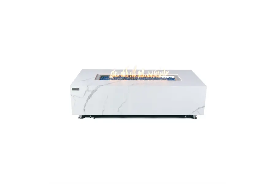 ELEMENTI PLUS Carrara Marble Porcelain Fire Table - Image 1