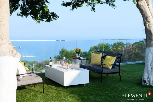 ELEMENTI PLUS Carrara Marble Porcelain Fire Table - Image 3