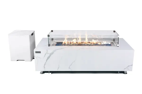 ELEMENTI PLUS Carrara Marble Porcelain Fire Table - Image 7