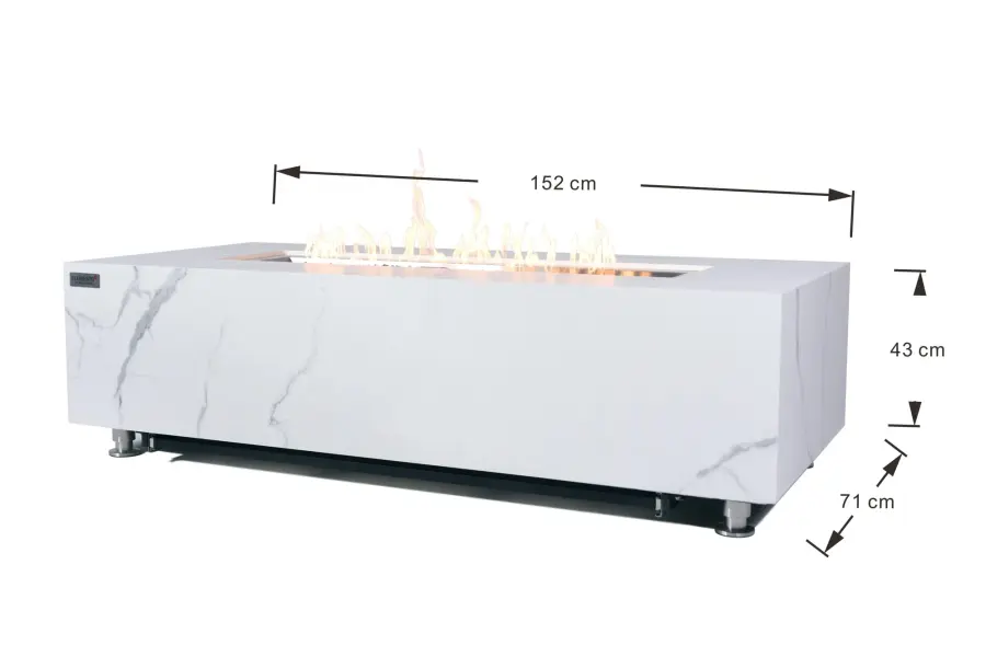 ELEMENTI PLUS Carrara Marble Porcelain Fire Table - Image 8