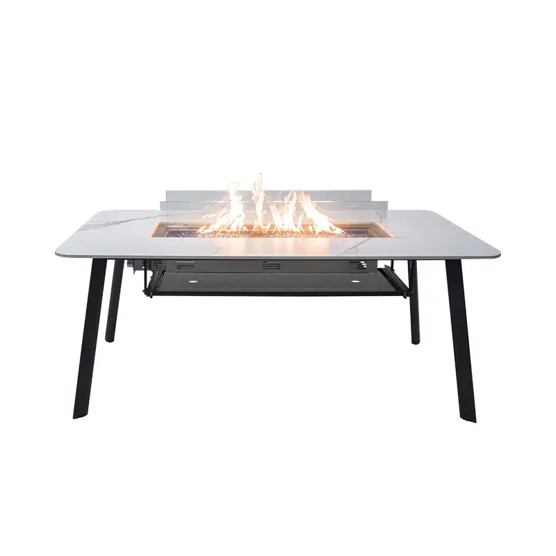 Oslo Marble Porcelain Dining Fire Table