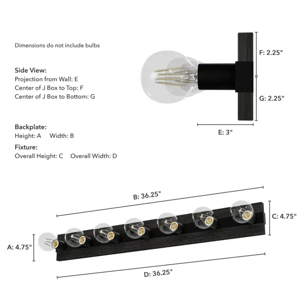 Donelson 7-Light Bathroom Vanity in Natural Black Iron - Image 5