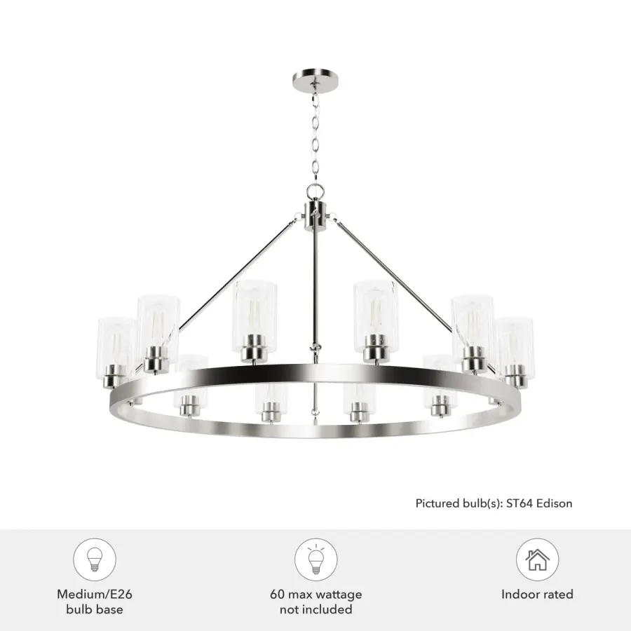Hartland 12-Light Chandelier in Brushed Nickel - Image 7