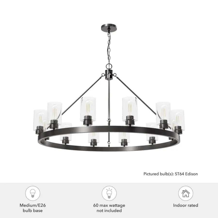 Hartland 12-Light Chandelier in Brushed Nickel - Image 8