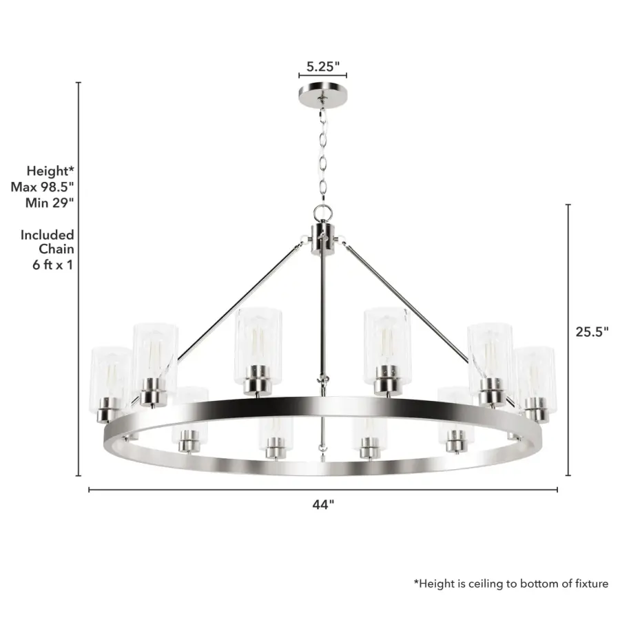 Hartland 12-Light Chandelier in Brushed Nickel - Image 10