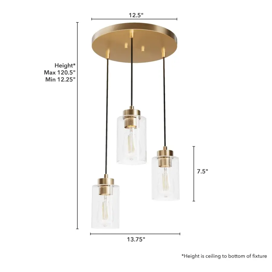 Hartland Three Light Pendant in Alturas Gold - Image 11