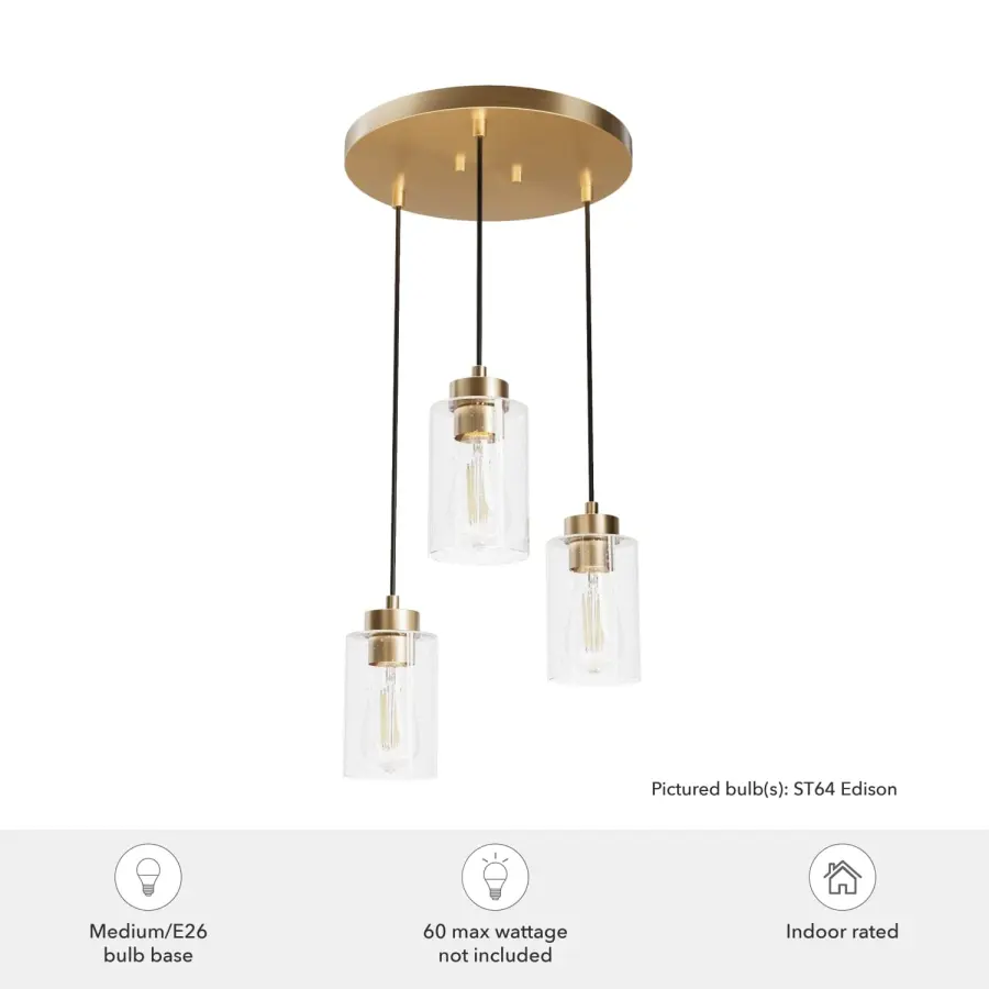 Hartland Three Light Pendant in Alturas Gold - Image 8