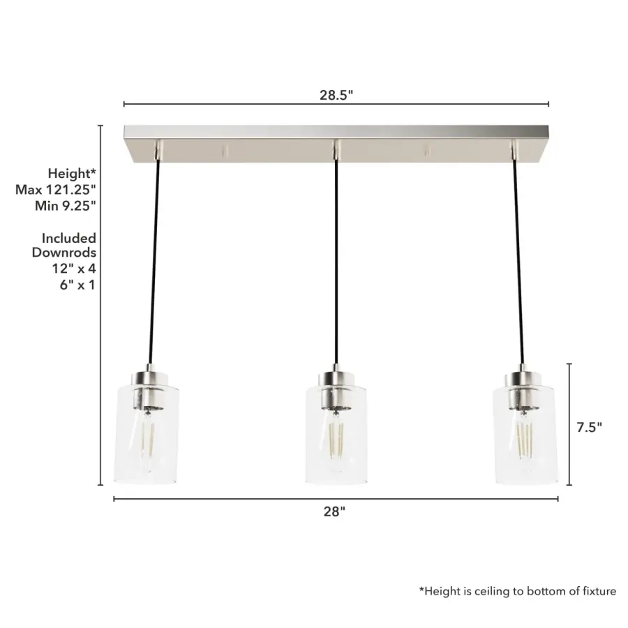 Hartland Three Light Pendant in Brushed Nickel - Image 12