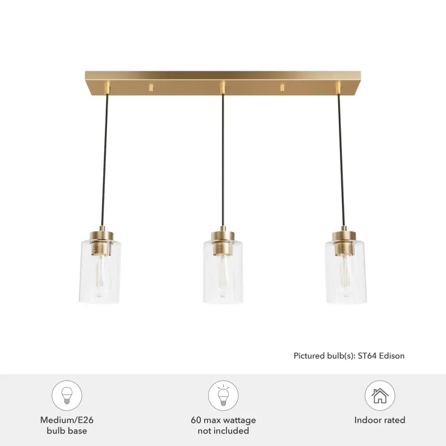 Hartland Three Light Pendant in Brushed Nickel - Image 8