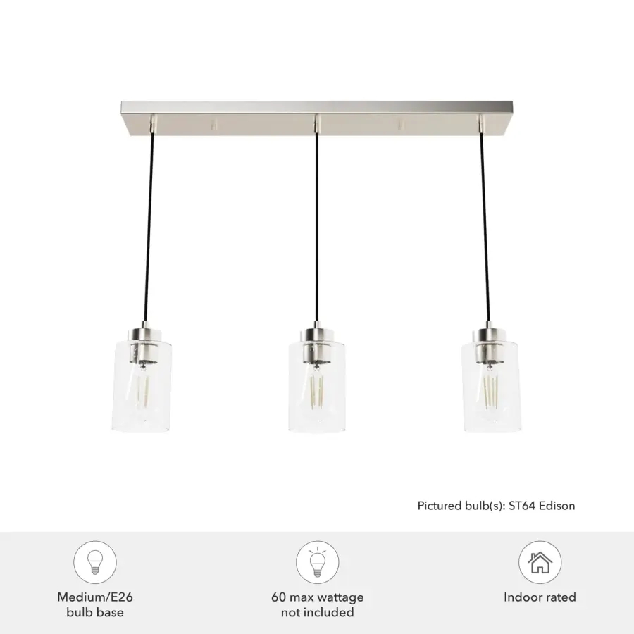 Hartland Three Light Pendant in Brushed Nickel - Image 9