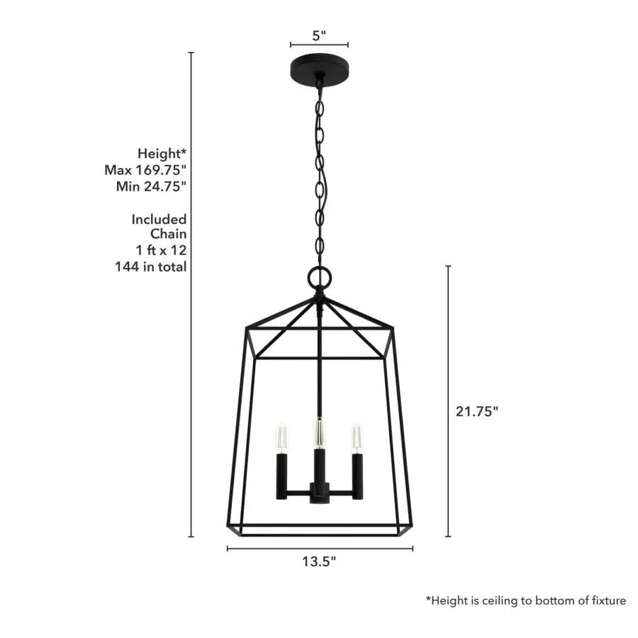 Fair Oaks Four Light Pendant in Matte Black - Image 8