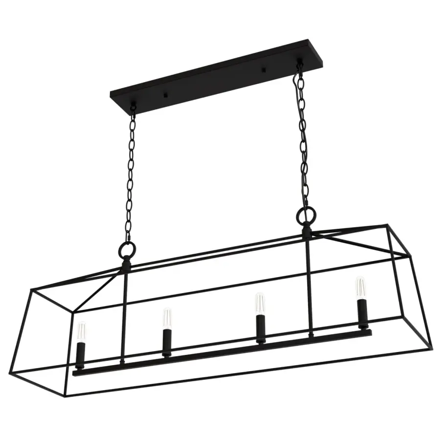 Fair Oaks Four Light Linear Chandelier in Matte Black - Image 15
