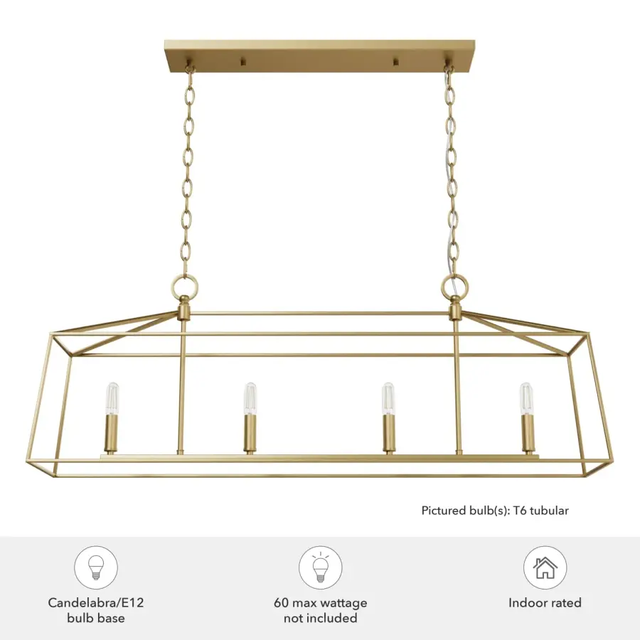 Fair Oaks Four Light Linear Chandelier in Matte Black - Image 5