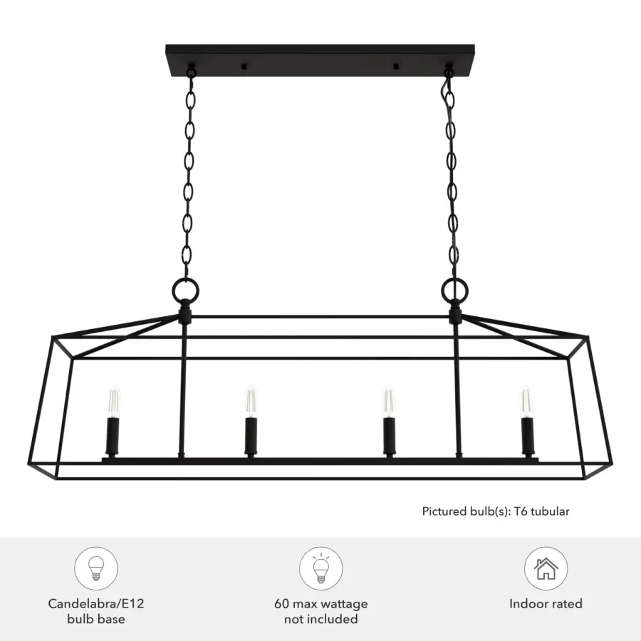 Fair Oaks Four Light Linear Chandelier in Matte Black - Image 6