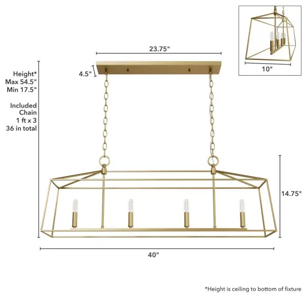Fair Oaks Four Light Linear Chandelier in Matte Black - Image 7