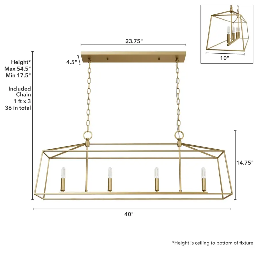 Fair Oaks Four Light Linear Chandelier in Matte Black - Image 7