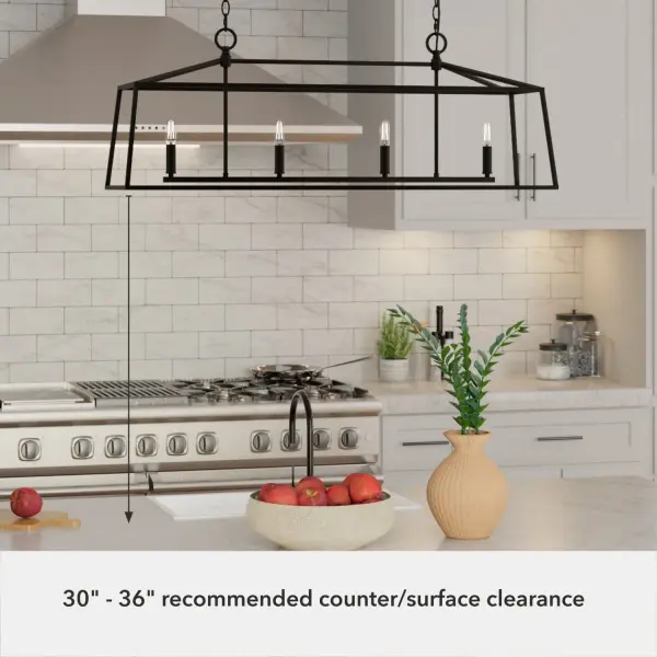Fair Oaks Four Light Linear Chandelier in Matte Black - Image 10