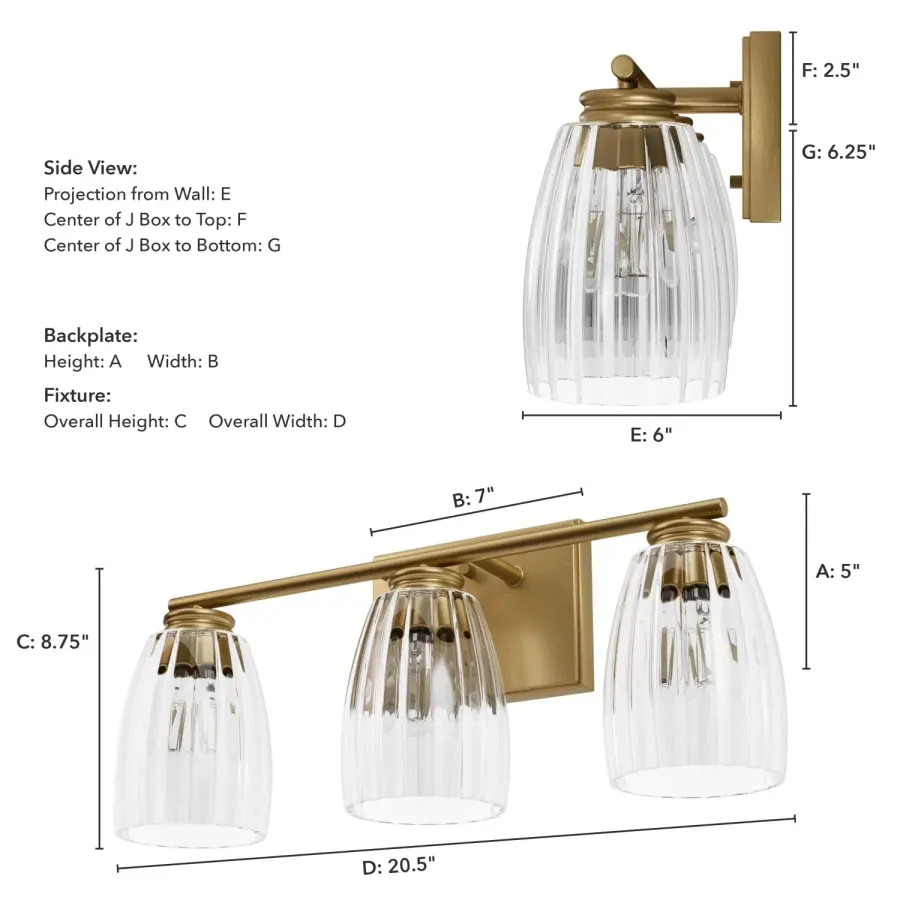 Rossmoor 3-Light Bathroom Vanity in Luxe Gold - Image 7