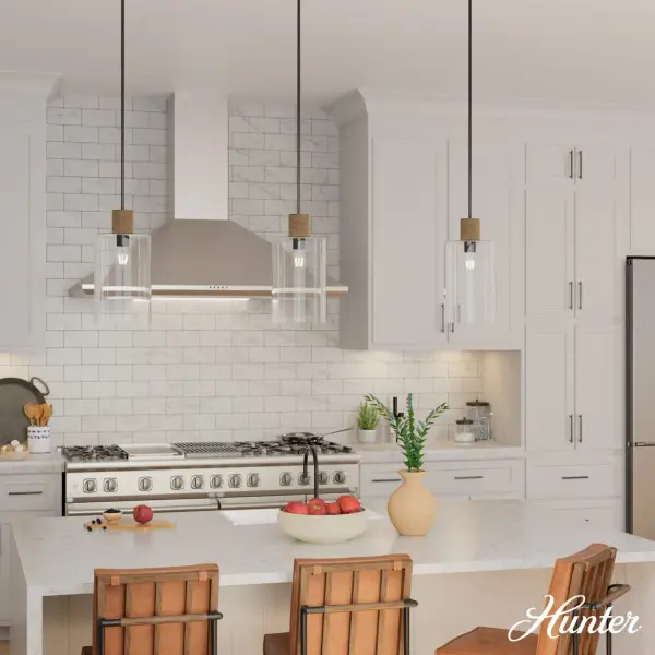 The Vanning Pendant blends vintage charm with modern boho style through its rope detailing and clear glass shade. Designed by Jasmine Roth, this compact fixture adds character to kitchens and dining spaces without overwhelming smaller areas. - alternate view