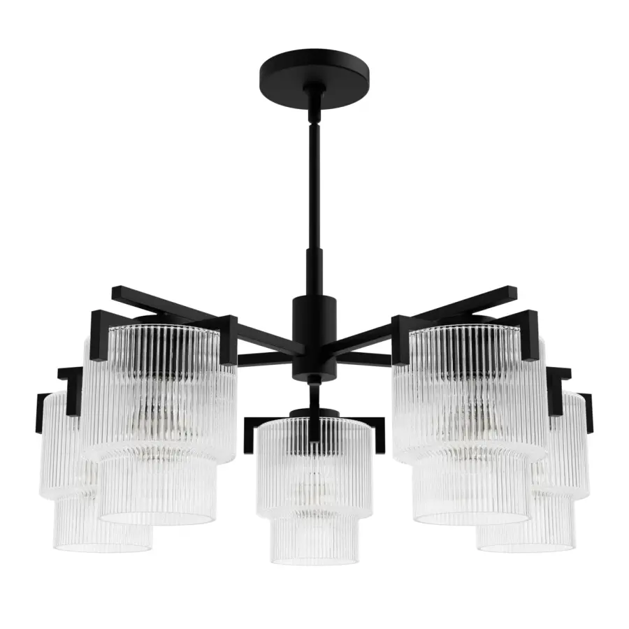 Ontario Five Light Chandelier in Matte Black - Image 17