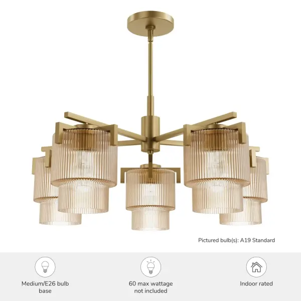 Ontario Five Light Chandelier in Matte Black - Image 7