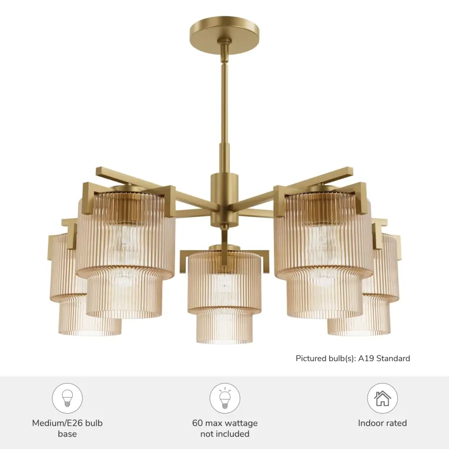 Ontario Five Light Chandelier in Matte Black - Image 7