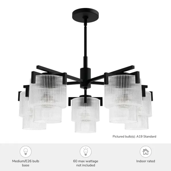 Ontario Five Light Chandelier in Matte Black - Image 8