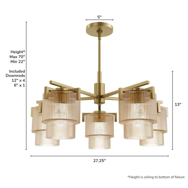 Ontario Five Light Chandelier in Matte Black - Image 9