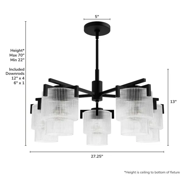 Ontario Five Light Chandelier in Matte Black - Image 10
