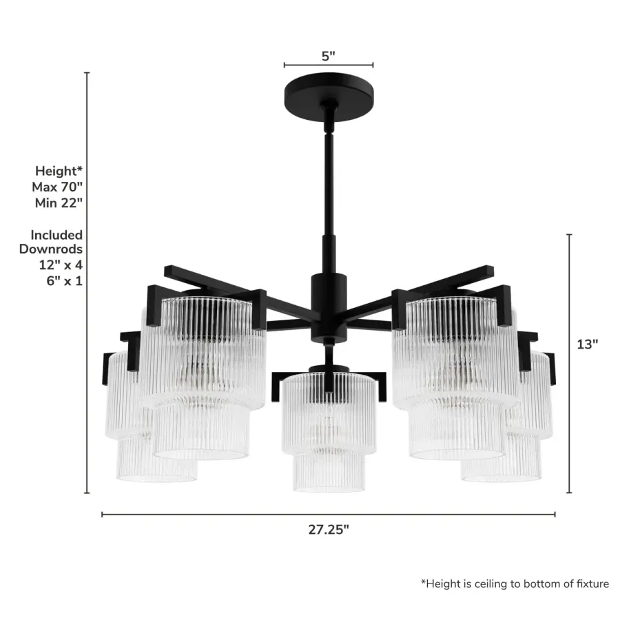 Ontario Five Light Chandelier in Matte Black - Image 10