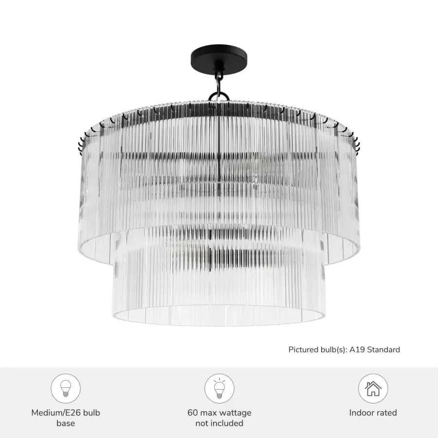 Ontario Six Light Chandelier in Matte Black - Image 8
