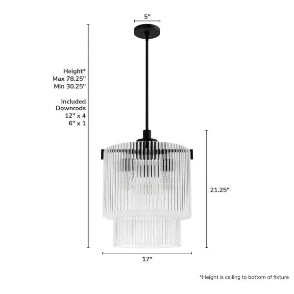 Ontario Three Light Pendant in Matte Black - Image 10
