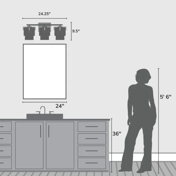 Ontario Three Light Bathroom Vanity in Matte Black - Image 10