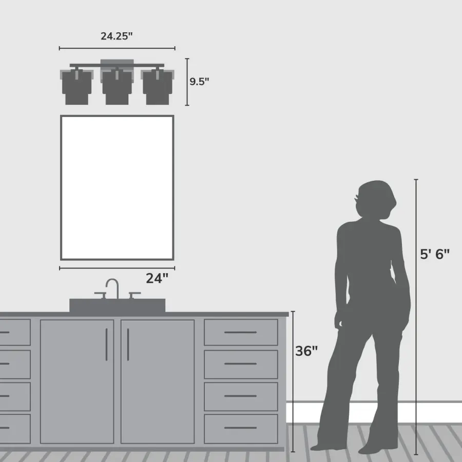 Ontario Three Light Bathroom Vanity in Matte Black - Image 10