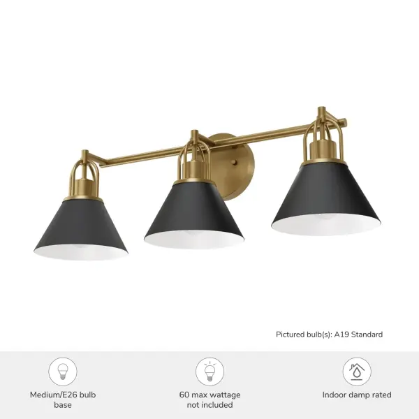 Carrington Isle Three Light Vanity in Matte Black - Image 3