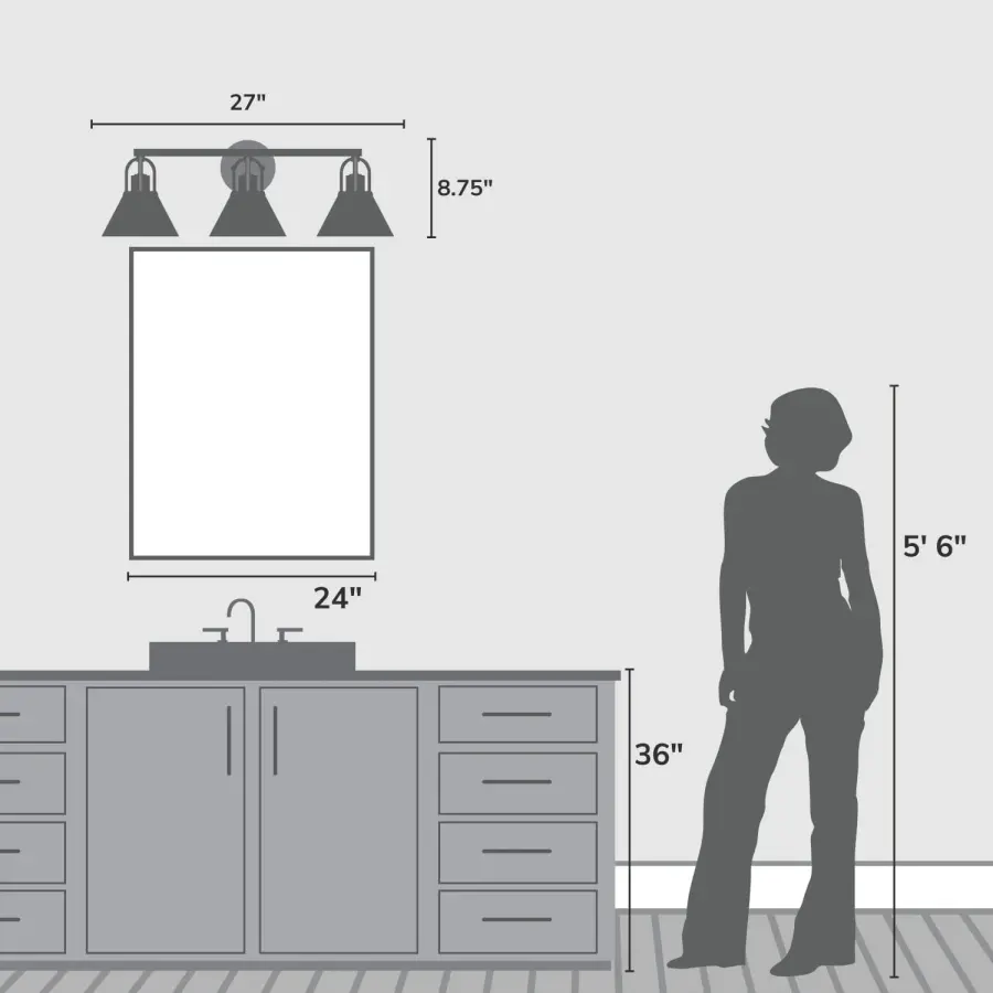 Carrington Isle Three Light Vanity in Matte Black - Image 5