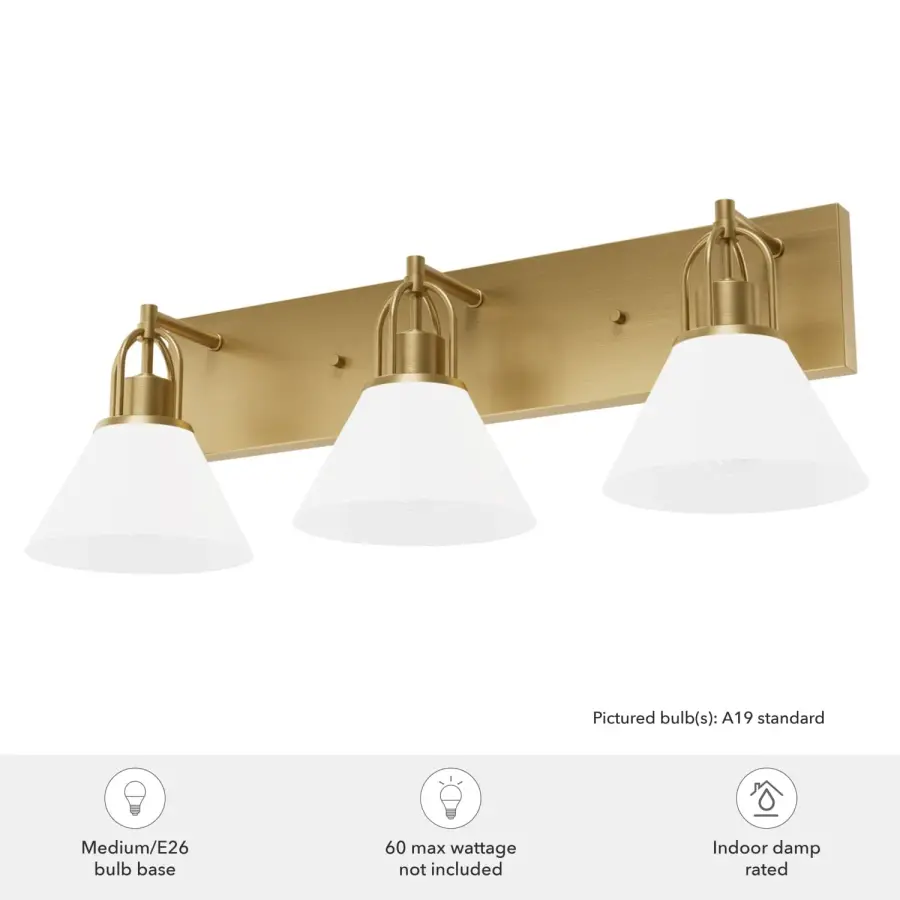 Carrington Isle 3-Light Bathroom Vanity in Luxe Gold - Image 3