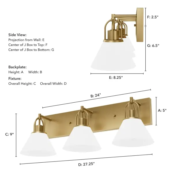 Carrington Isle 3-Light Bathroom Vanity in Luxe Gold - Image 4
