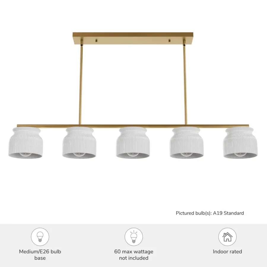 Harlowe Five Light Linear Chandelier in Luxe Gold - Image 3