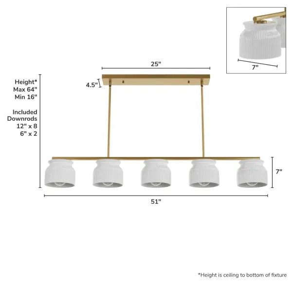 Harlowe Five Light Linear Chandelier in Luxe Gold - Image 4