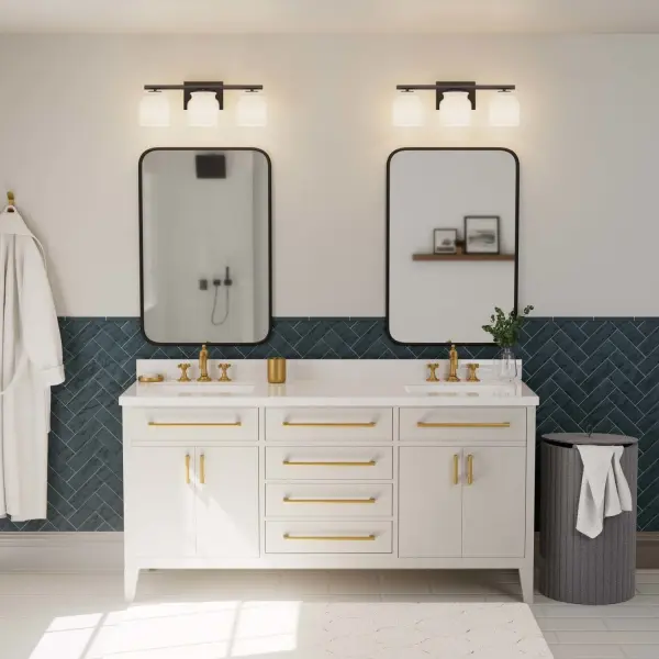 Harlowe Three Light Bathroom Vanity in Luxe Gold - Image 4