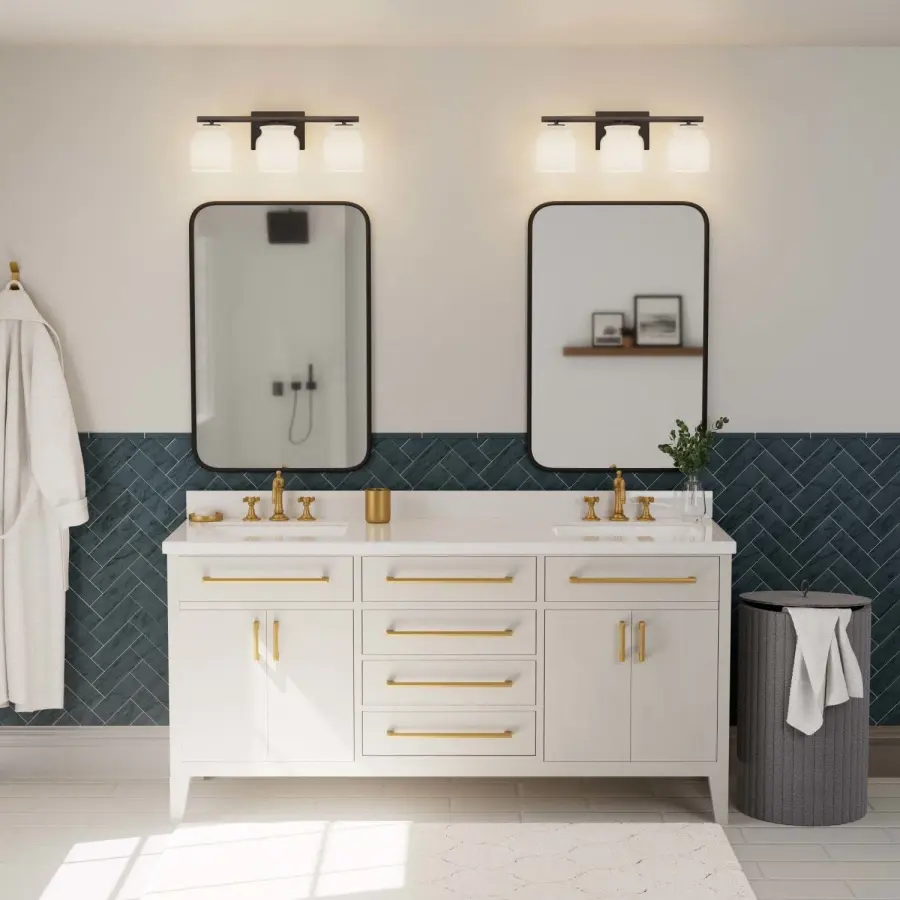 Harlowe Three Light Bathroom Vanity in Luxe Gold - Image 4