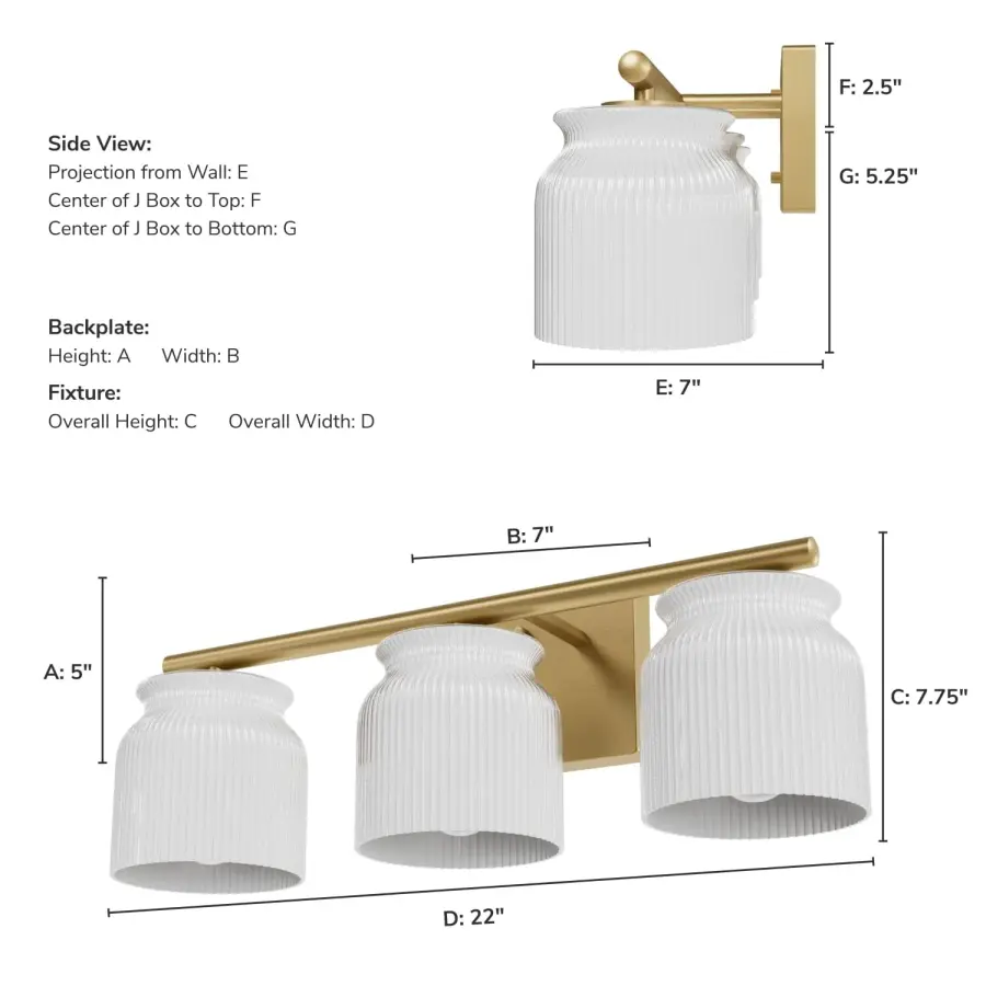 Harlowe Three Light Bathroom Vanity in Luxe Gold - Image 7
