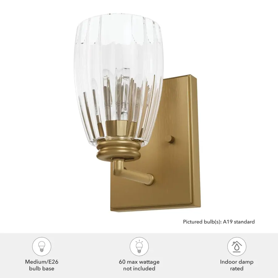 Rossmoor One Light Wall Sconce in Luxe Gold - Image 3