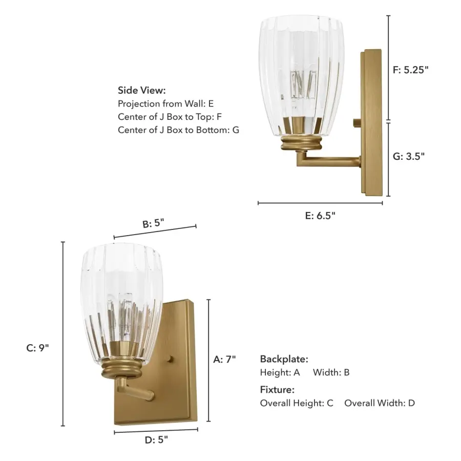 Rossmoor One Light Wall Sconce in Luxe Gold - Image 4