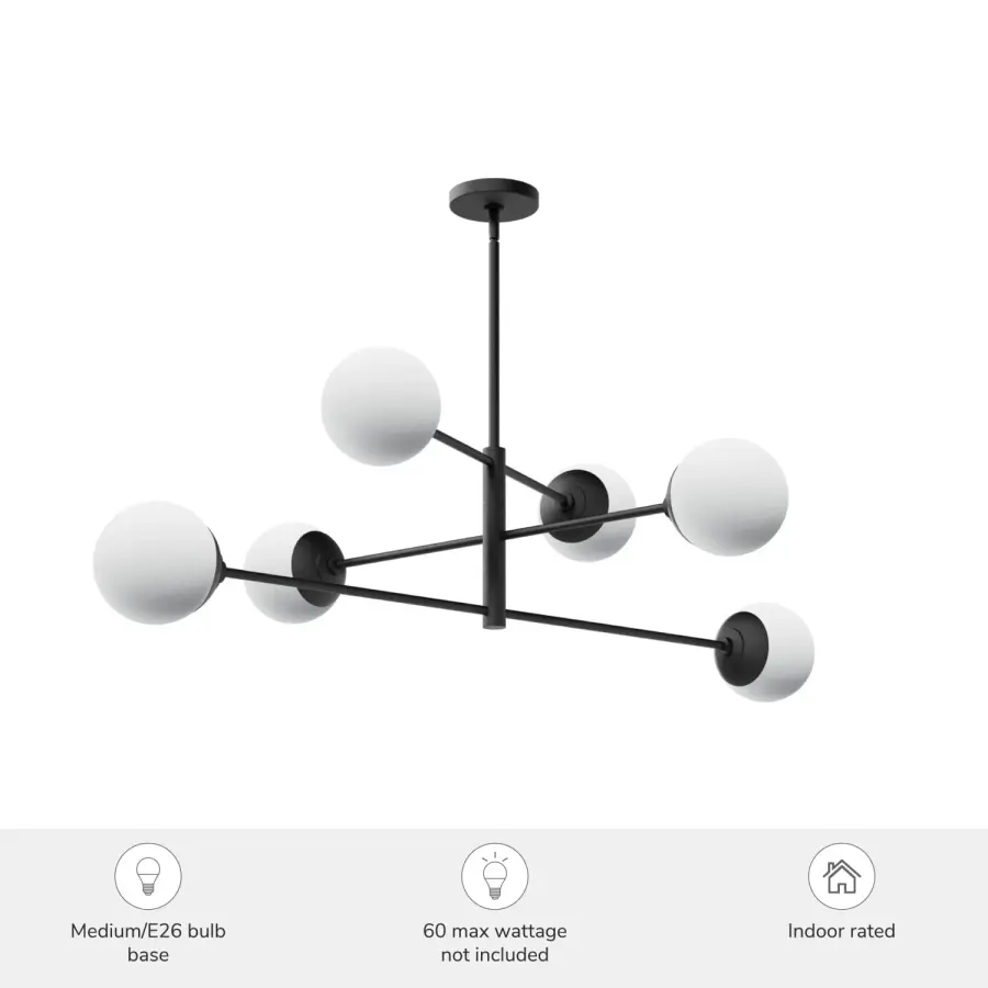 Hepburn 6-Light Linear Chandelier in Matte Black - Image 3