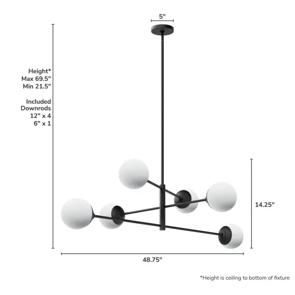 Hepburn 6-Light Linear Chandelier in Matte Black - Image 4