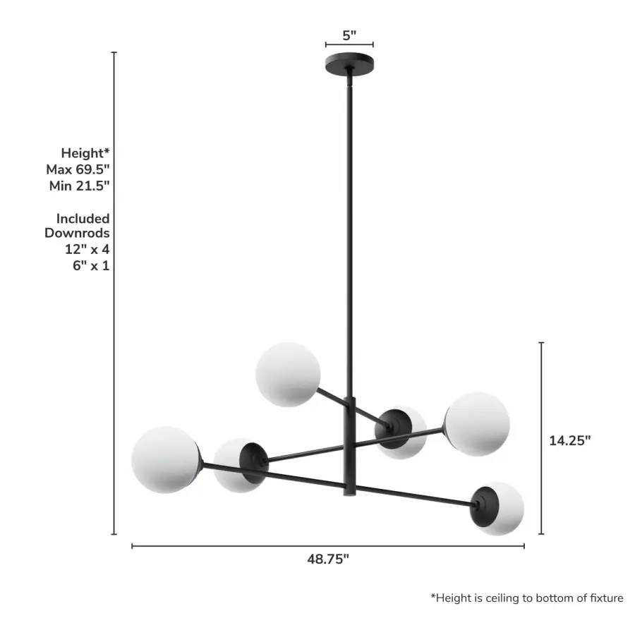 Hepburn 6-Light Linear Chandelier in Matte Black - Image 4