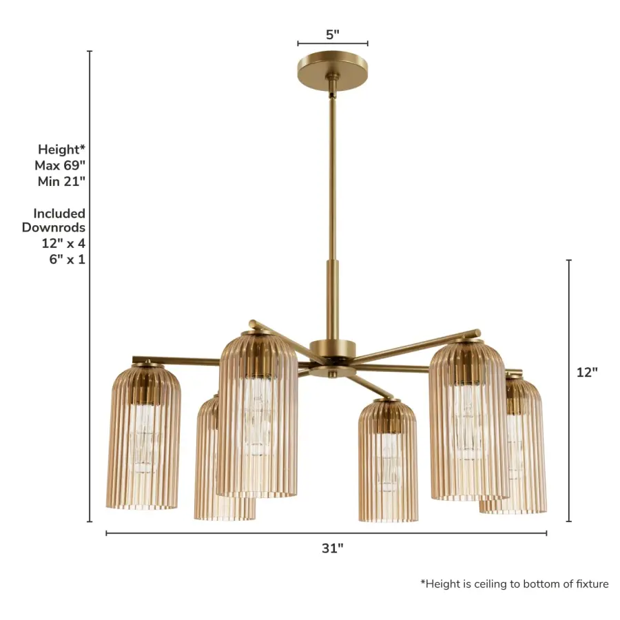 Beverly Glen Six Light Chandelier in Luxe Gold - Image 4