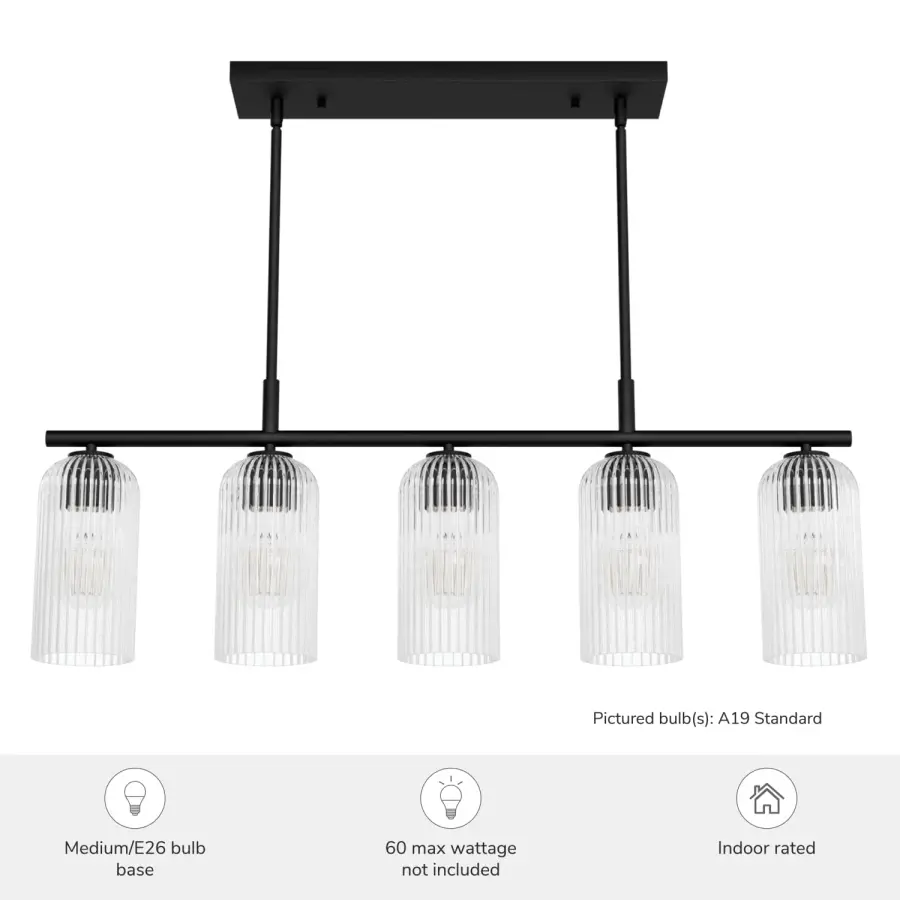 Beverly Glen Five Light Linear Chandelier in Matte Black - Image 5